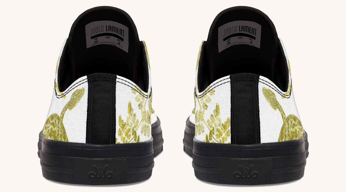 Serpent in Bloom White Yellow Green Lowtops - Jaded Lament