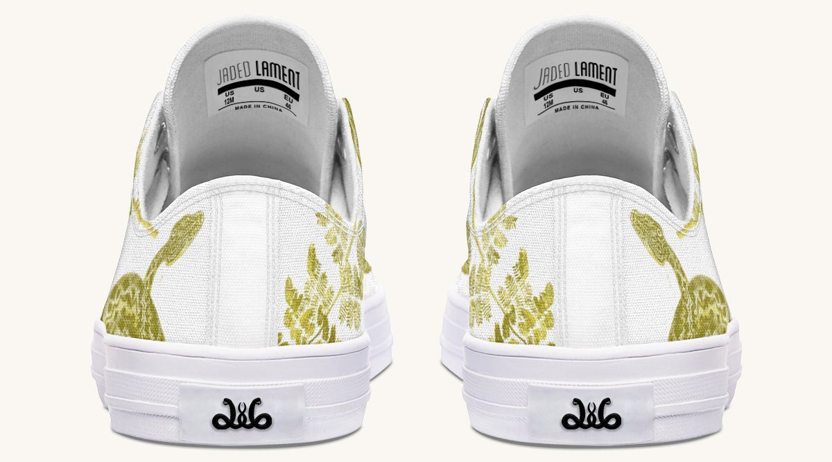 Serpent in Bloom White Yellow Green Lowtops - Jaded Lament