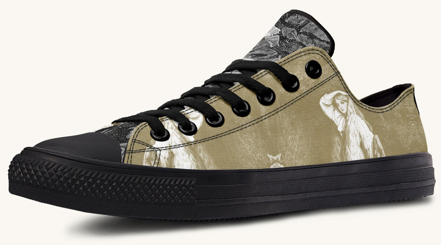 She Watched the Bones Sink Khaki Lowtops - Jaded Lament