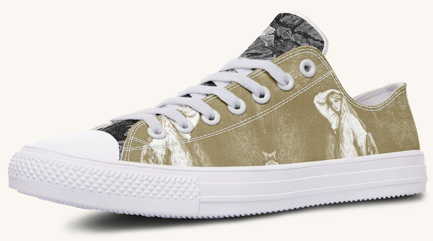 She Watched the Bones Sink Khaki Lowtops - Jaded Lament