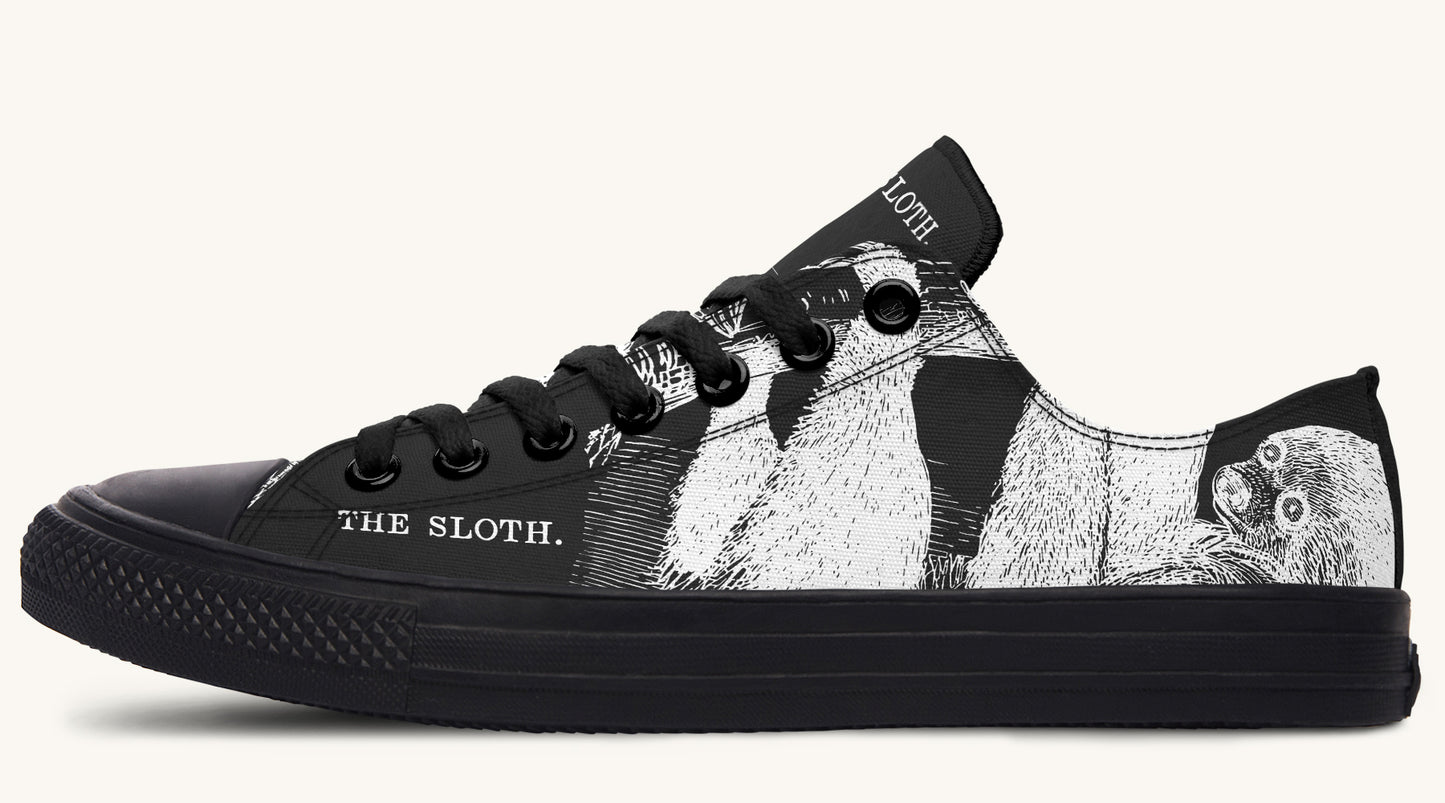 The Sloth Stays White Black Lowtops - Jaded Lament