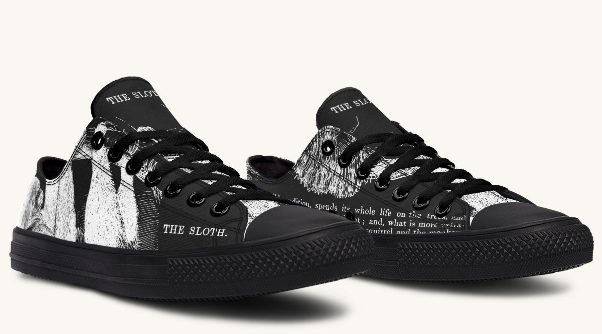 The Sloth Stays White Black Lowtops - Jaded Lament