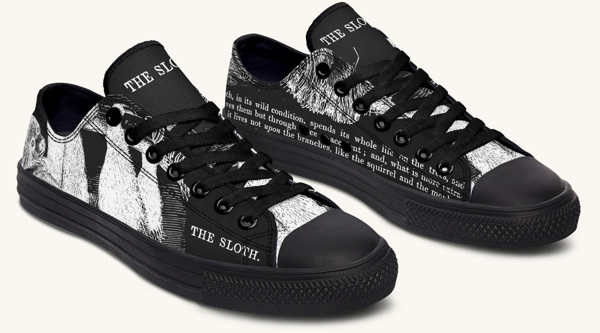 The Sloth Stays White Black Lowtops - Jaded Lament