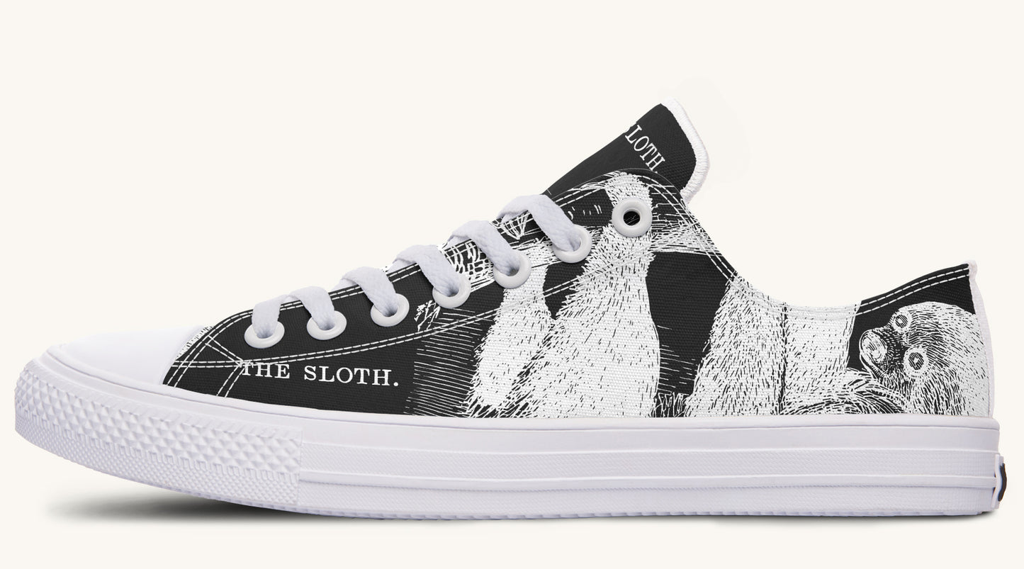 The Sloth Stays White Black Lowtops - Jaded Lament