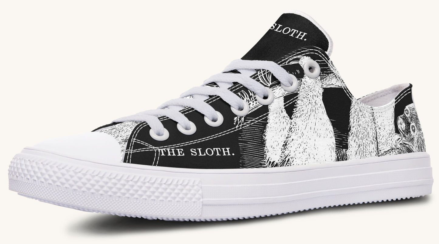 The Sloth Stays White Black Lowtops - Jaded Lament
