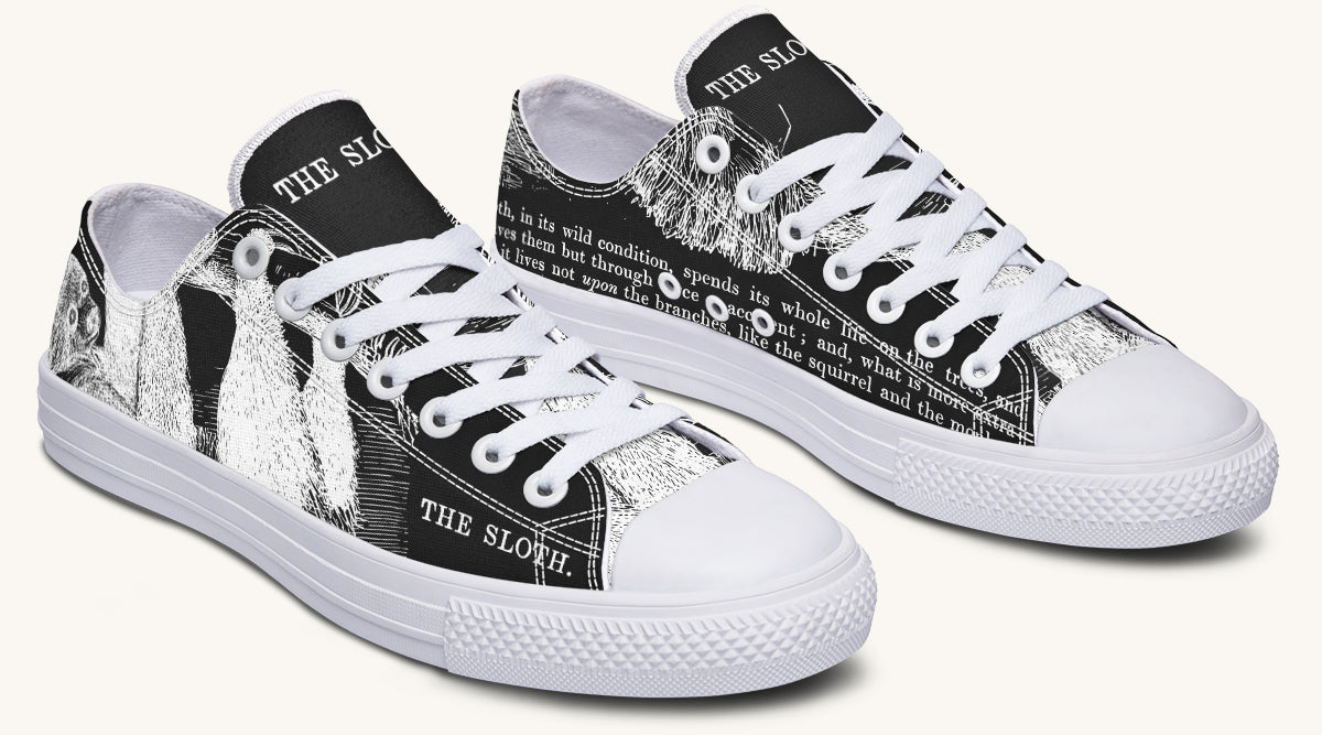 The Sloth Stays White Black Lowtops - Jaded Lament