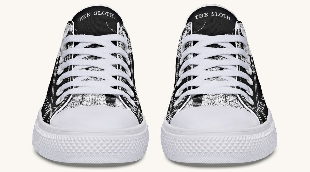 The Sloth Stays White Black Lowtops - Jaded Lament