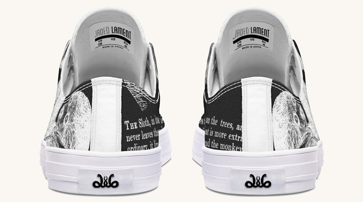 The Sloth Stays White Black Lowtops - Jaded Lament