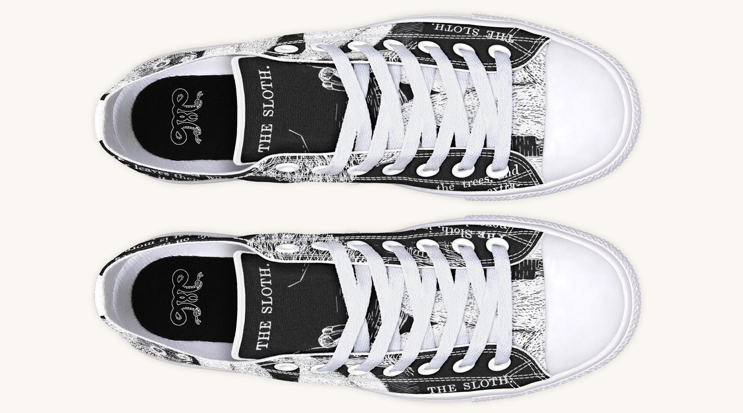 The Sloth Stays White Black Lowtops - Jaded Lament