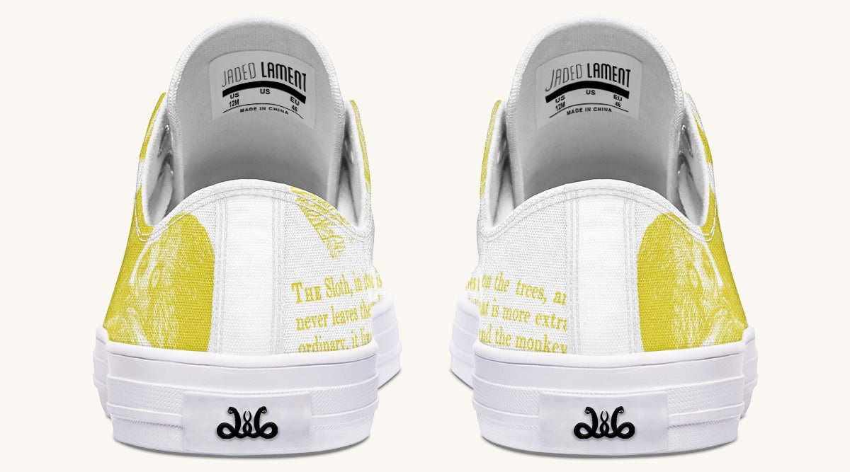 The Sloth Stays Yellow White Lowtops - Jaded Lament