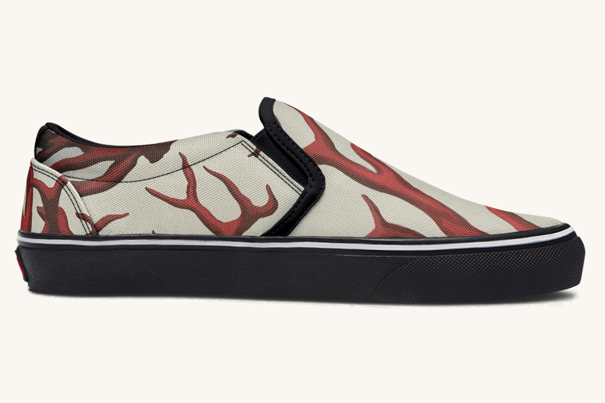 A Bloodroot Coral Sea Slip On Shoes - Jaded Lament