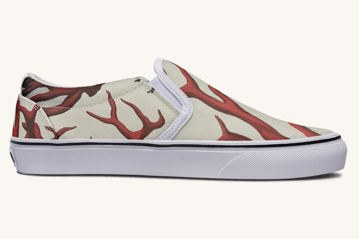 A Bloodroot Coral Sea Slip On Shoes - Jaded Lament