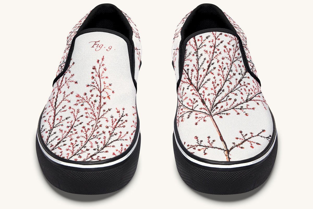 A Delicate Breath Red Slip On Shoes - Jaded Lament