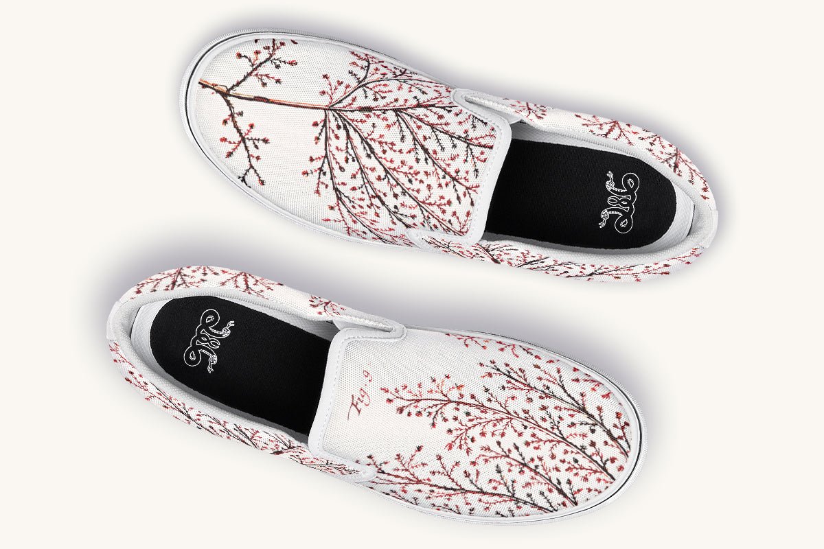 A Delicate Breath Red Slip On Shoes - Jaded Lament