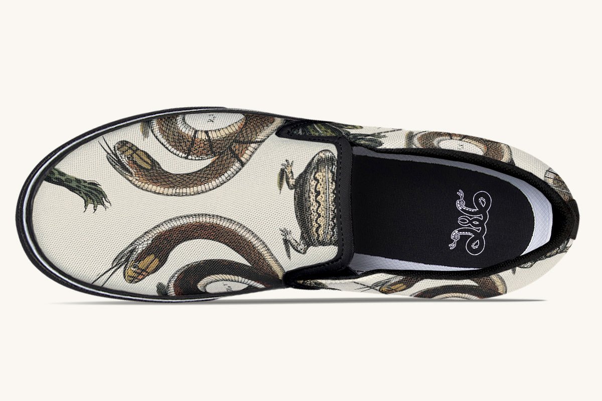 An Arrangement of Frogs and Snakes Slip On Shoes - Jaded Lament