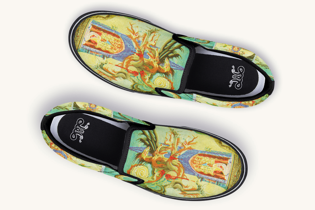 Before The Dragon Broke The Sky Slip On Shoes - Jaded Lament