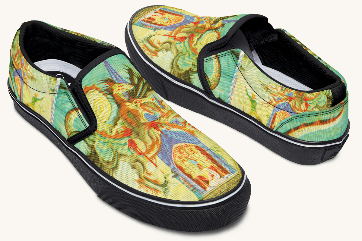 Before The Dragon Broke The Sky Slip On Shoes - Jaded Lament