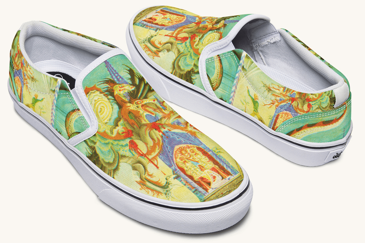 Before The Dragon Broke The Sky Slip On Shoes - Jaded Lament