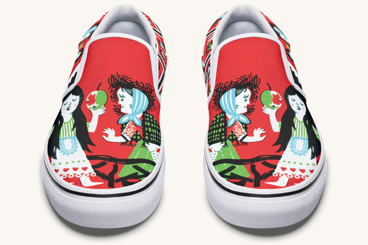 Beneath The Red Canopy Slip On Shoes - Jaded Lament