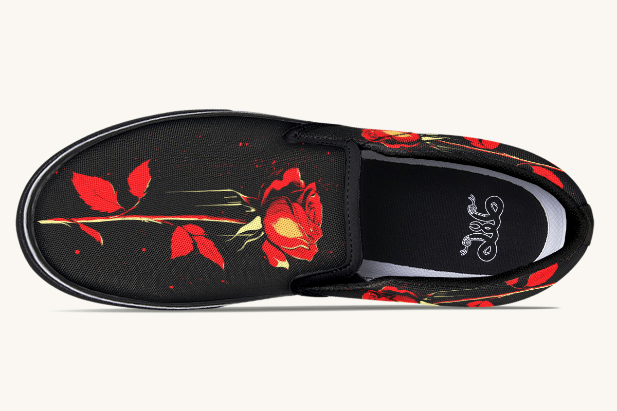 Bleeding Rose Slip On Shoes - Jaded Lament
