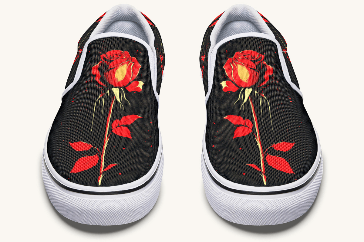 Bleeding Rose Slip On Shoes - Jaded Lament