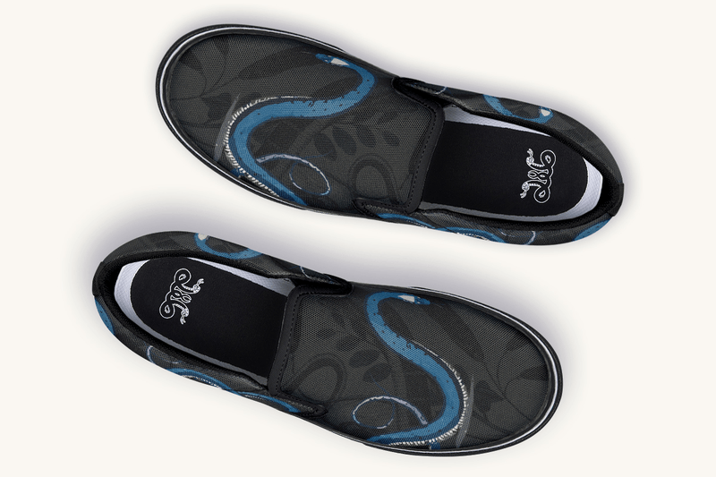 The Blue Coil Shadow Snake Slip On Shoes - Jaded Lament