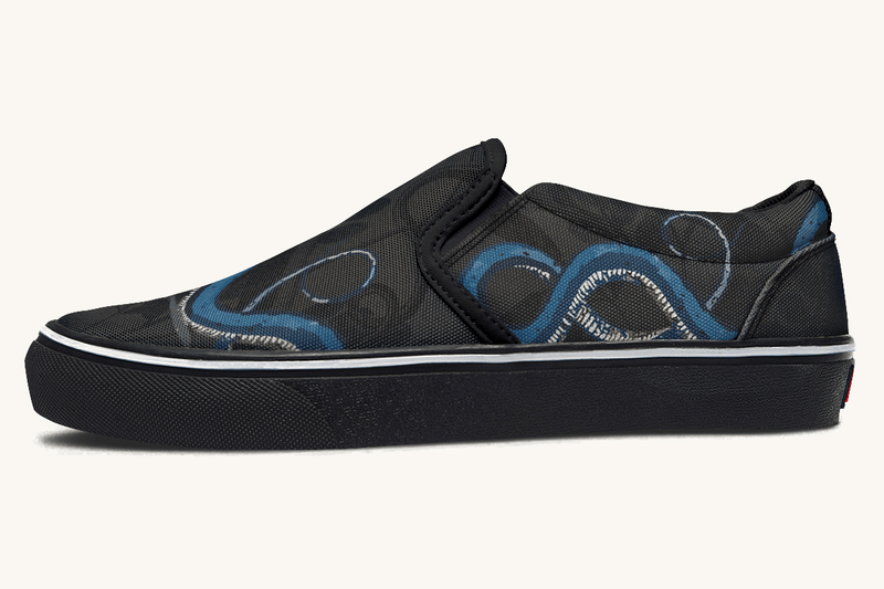 The Blue Coil Shadow Snake Slip On Shoes - Jaded Lament