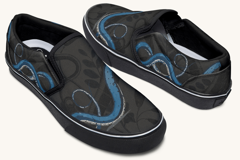 The Blue Coil Shadow Snake Slip On Shoes - Jaded Lament