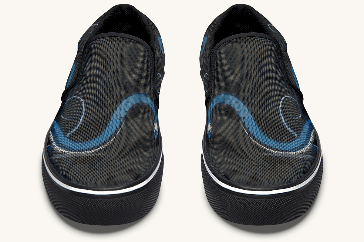 The Blue Coil Shadow Snake Slip On Shoes - Jaded Lament