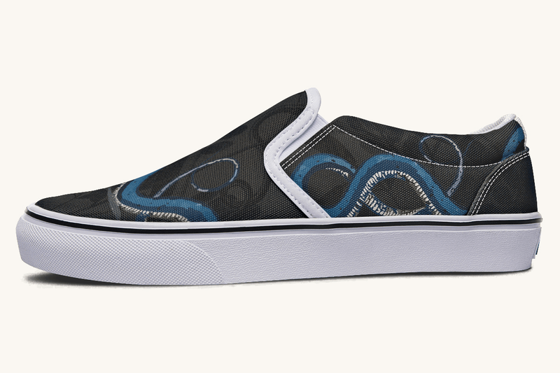 The Blue Coil Shadow Snake Slip On Shoes - Jaded Lament