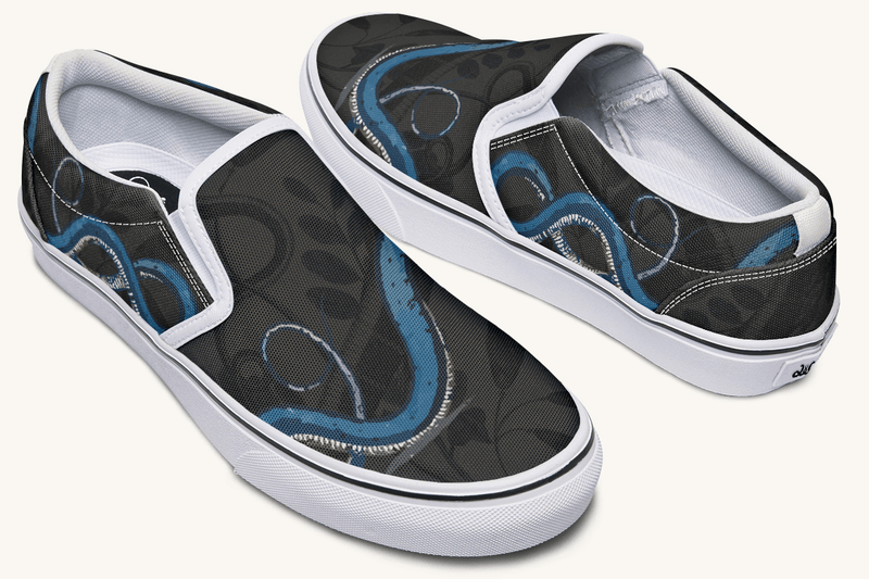 The Blue Coil Shadow Snake Slip On Shoes - Jaded Lament