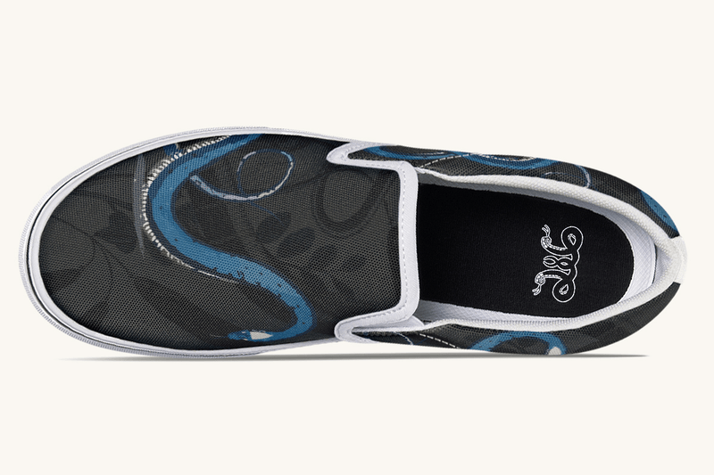 The Blue Coil Shadow Snake Slip On Shoes - Jaded Lament