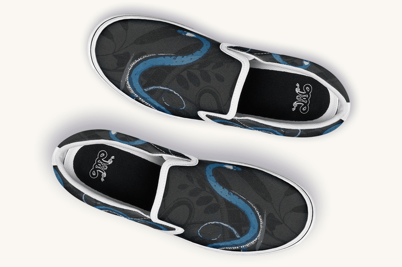 The Blue Coil Shadow Snake Slip On Shoes - Jaded Lament