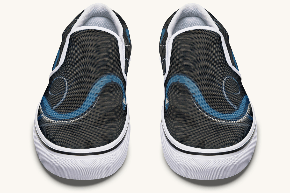 The Blue Coil Shadow Snake Slip On Shoes - Jaded Lament