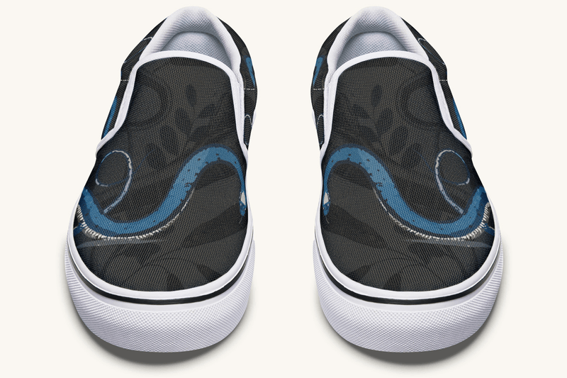 The Blue Coil Shadow Snake Slip On Shoes - Jaded Lament