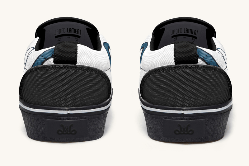 The Blue Coil Snow Snake White Slip On Shoes - Jaded Lament