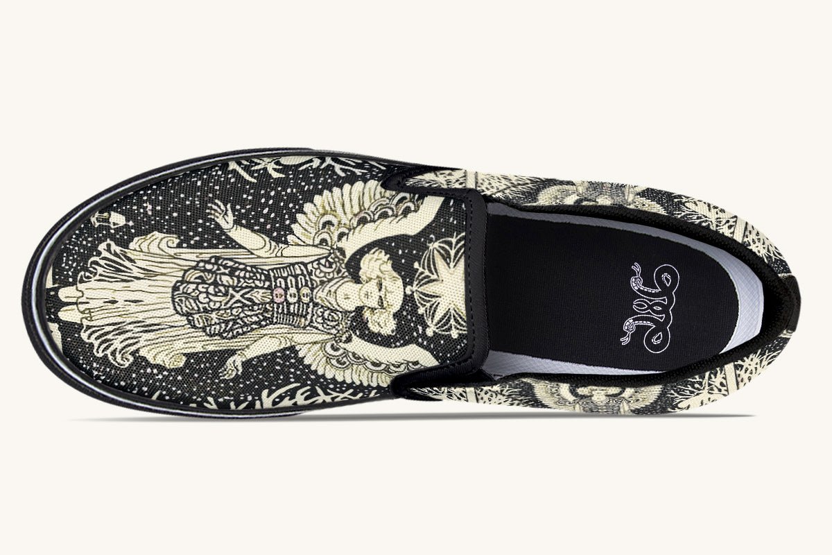 Call Upon the Star Cream Slip On Shoes - Jaded Lament