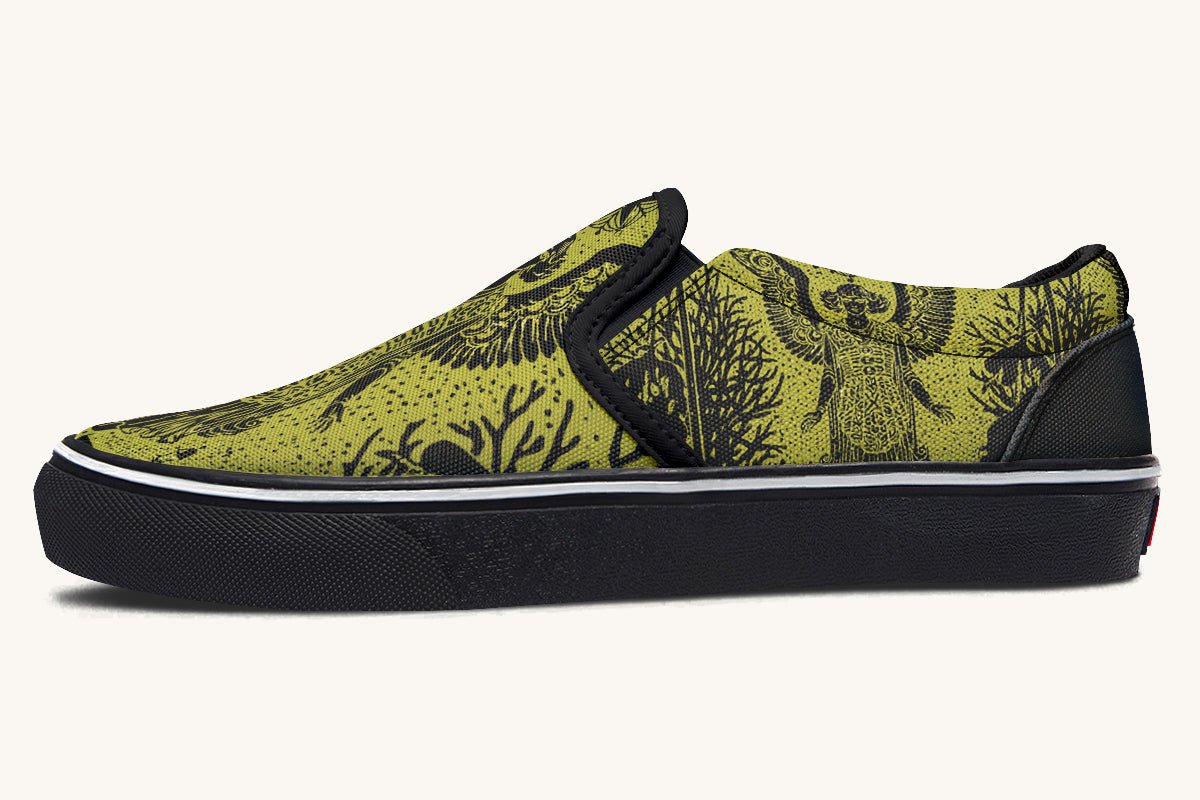 Call Upon the Star Green Black Slip On Shoes - Jaded Lament