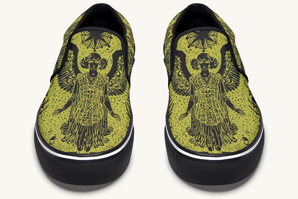Call Upon the Star Green Black Slip On Shoes - Jaded Lament
