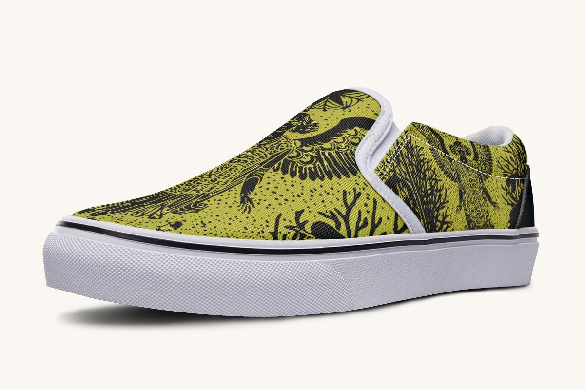 Call Upon the Star Green Black Slip On Shoes - Jaded Lament