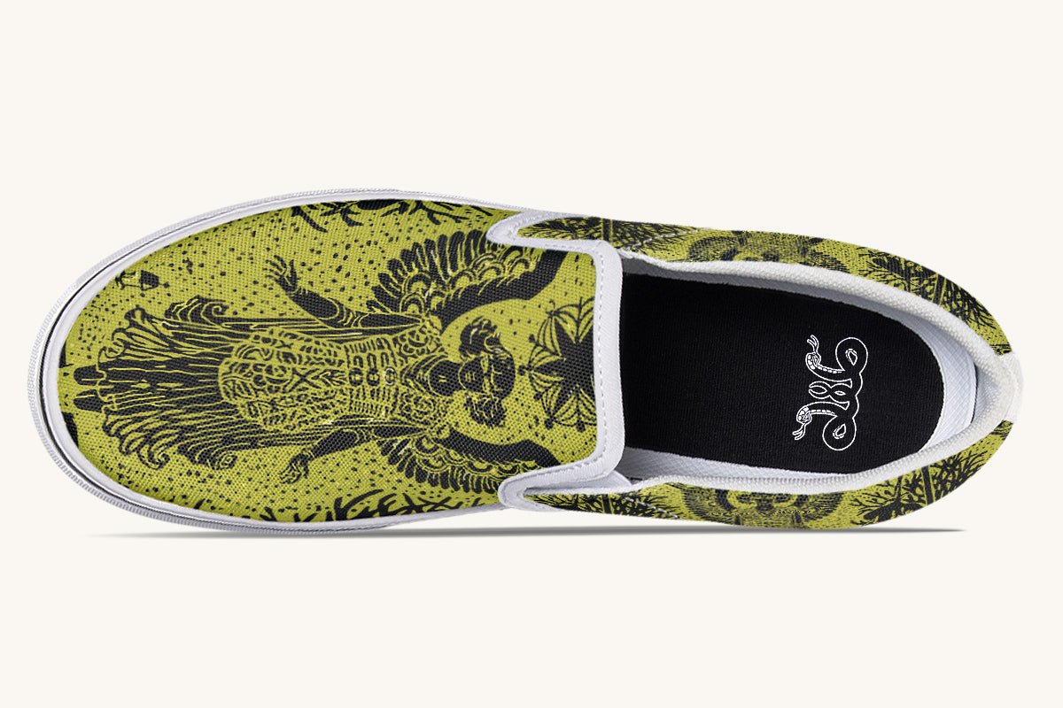 Call Upon the Star Green Black Slip On Shoes - Jaded Lament