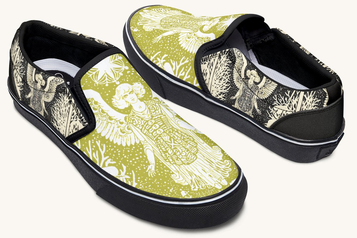 Call Upon the Star Green White Slip On Shoes - Jaded Lament