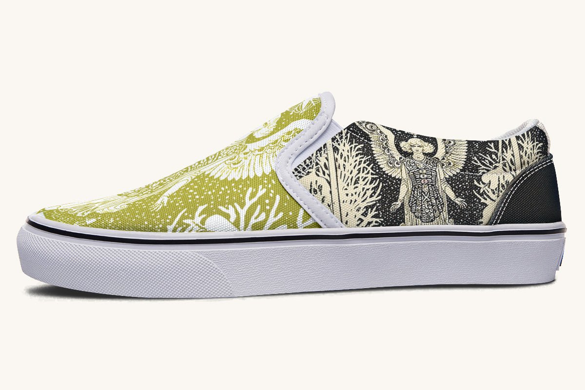 Call Upon the Star Green White Slip On Shoes - Jaded Lament