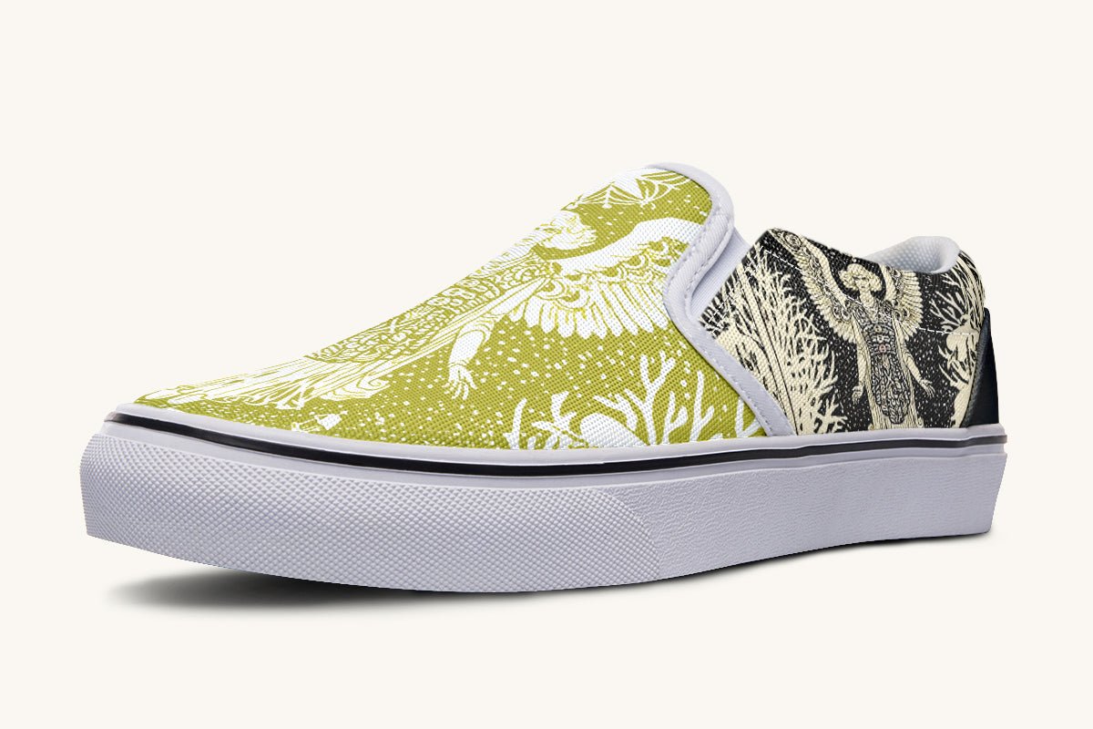Call Upon the Star Green White Slip On Shoes - Jaded Lament