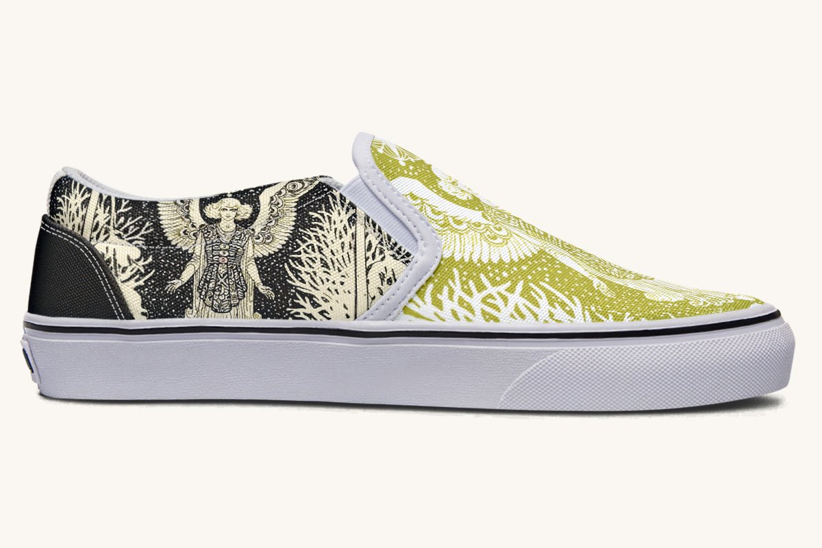 Call Upon the Star Green White Slip On Shoes - Jaded Lament