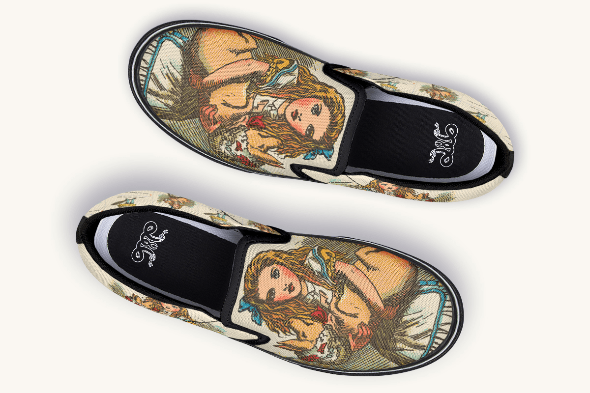 Cradle The Pig Alice in Wonderland Slip On Shoes - Jaded Lament