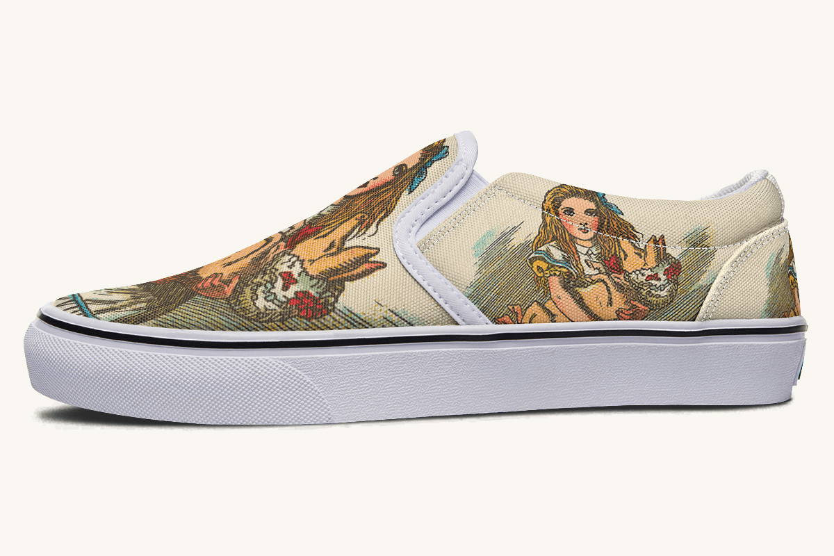 Cradle The Pig Alice in Wonderland Slip On Shoes - Jaded Lament