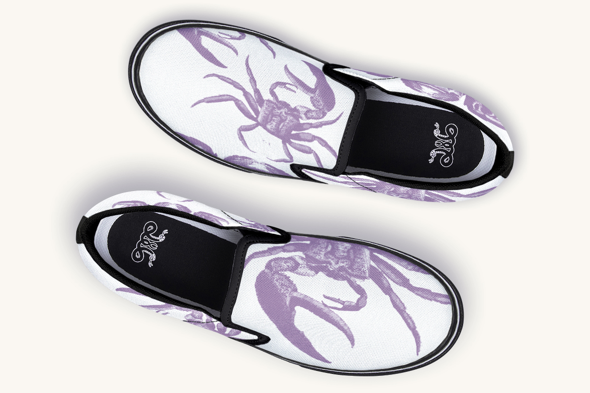 Crawl The Sea Of Stars White and Purple Slip On Shoes - Jaded Lament