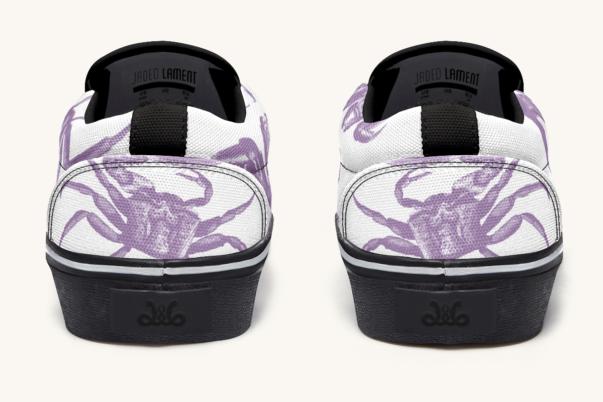 Crawl The Sea Of Stars White and Purple Slip On Shoes - Jaded Lament