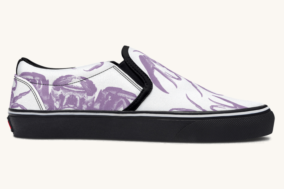 Crawl The Sea Of Stars White and Purple Slip On Shoes - Jaded Lament